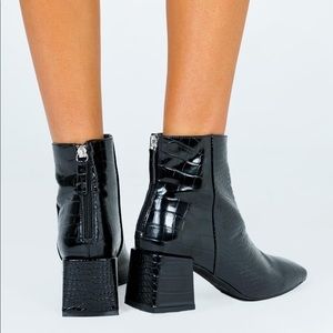 Princess Polly Therapy Cody Black Croc Boots